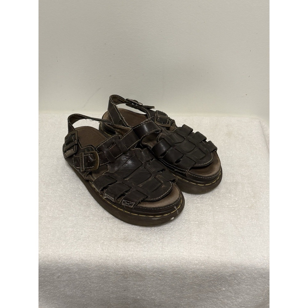 Vintage Y2k Dr Martens Docs Chunky Fisherman Brown Leather Sandals Shoes US 9